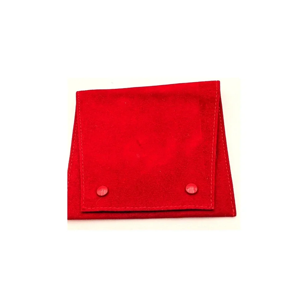 Cartier Red Suede Jewelry Pouch Travel Case Double Snap Gold Logo Accessory